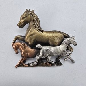 Tri-Color Horse Brooch